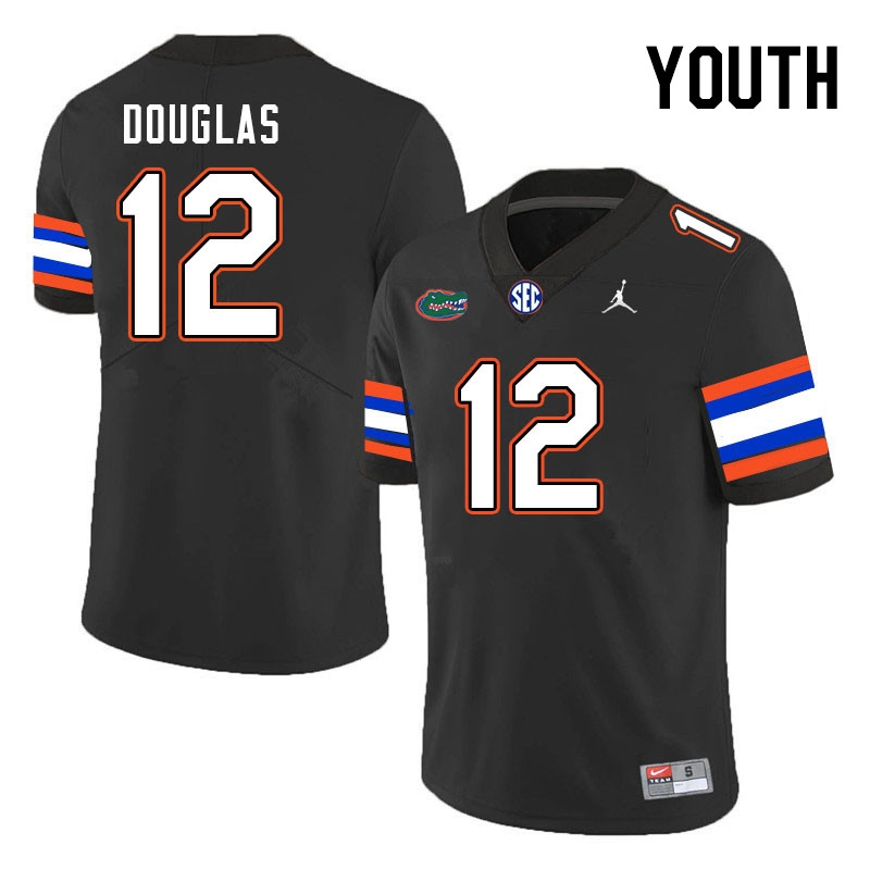 Youth #12 Caleb Douglas Florida Gators College Football Jerseys Stitched-Black